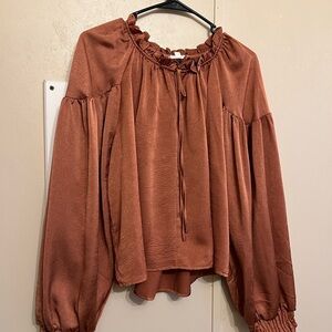 Blu Pepper Terracotta Ruffle Blouse